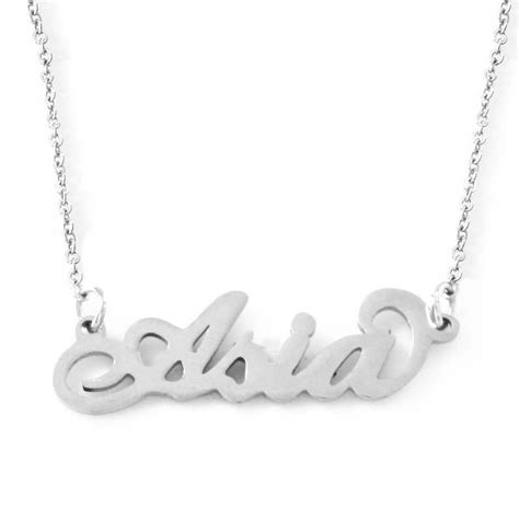 Asia Italic Silver Tone Name Necklace Personalized Jewelry Etsy