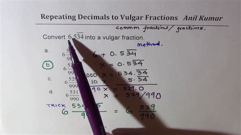 Convert Repeating Decimals To Vulgar Fractions In Seconds By Trick Ssc