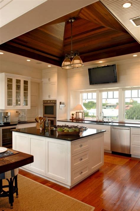 Before i added the wood slat ceiling, my ceiling was really in sad shape. Wood Ceilings Give A Warm Look To Your Kitchen