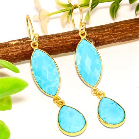 Turquoise 18k Gold Vermeil Plated 925 Sterling Silver Bezel Etsy