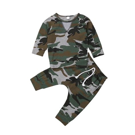 Newborn Kid Baby Boy Clothes Camouflage Tops T Shirt Casual Leggings