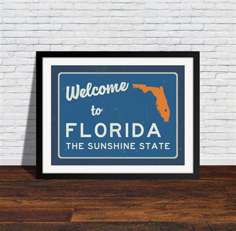 Welcome To Florida Print Florida Sign Florida Road Sign Etsy