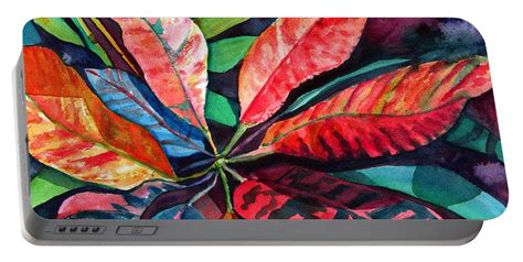 Colorful Tropical Leaves 2 Portable Battery Charger For Sale By