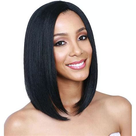 Centre Parted Fluffy Shoulder Length Straight Hair Wig Headgear For