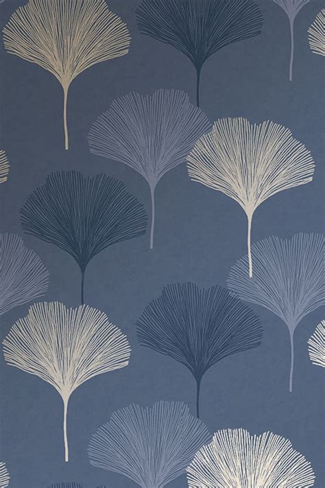 Gingko Leaf Wallpaper In Navy And Gold Room Wallpaper Designs Wall
