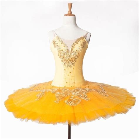 Custom Size Shinny Yellow Classical Ballet Dance Tutus Women Solo Dance