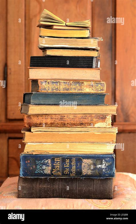 Old Books Stacked Stock Photo Alamy