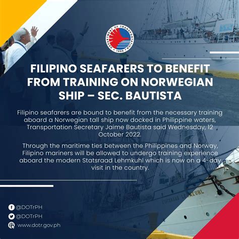 Filipino Seafarers To Benefit From Training On Norwegian Ship Sec