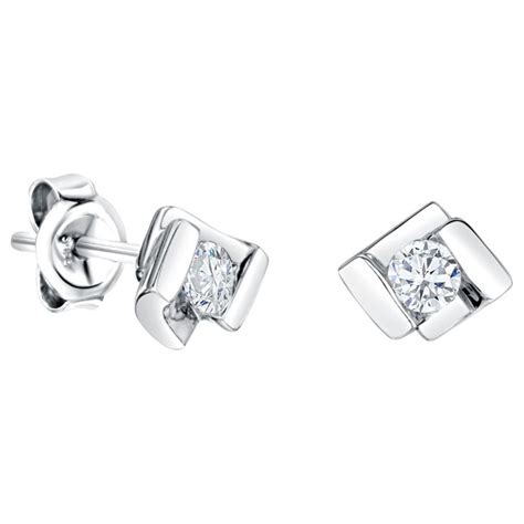 Jools By Jenny Brown Sterling Silver Offset Square Cubic Zirconia Stud