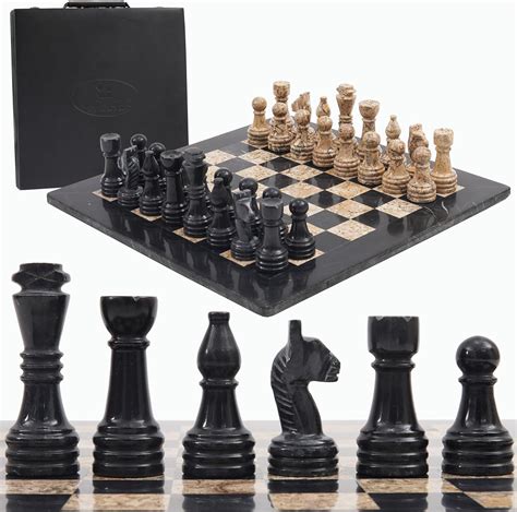 Radicaln Marble Chess Set With Storage Box 15 Inches Black