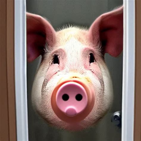 Krea Man With The Face Of A Pig Staring Into A Ring Doorbell Camera
