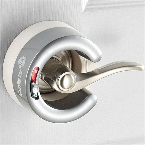 Door lever lock safety child baby proof doors adhesive lever handle safety lock. A lock for lever door handles! It even tells you when it's locked! | Baby proofing doors ...