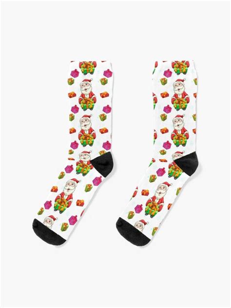 Sitting Santa Socks By Mattdamann Patterned Socks Girly Pattern