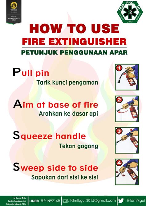 Fungsi dari pelatihan apar yang kami berikan untuk mengetahui cara penggunaan alat tabung pemadam api yang kita punya, apabila sewaktu waktu terjadi kecelakaan terjadi kebakaran dimana kita perlu memadamkan api secara cepat,sigap,tanggap,bergegas ke satu titik pusat terjadinya api kita. Gambar Petunjuk Penggunaan Apar