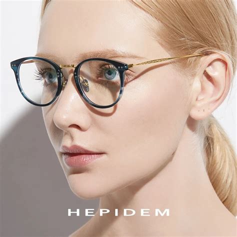 Acetate Pure Titanium Eyeglasses Frame Men Vintage Round Ultralight Women Glasses Prescription