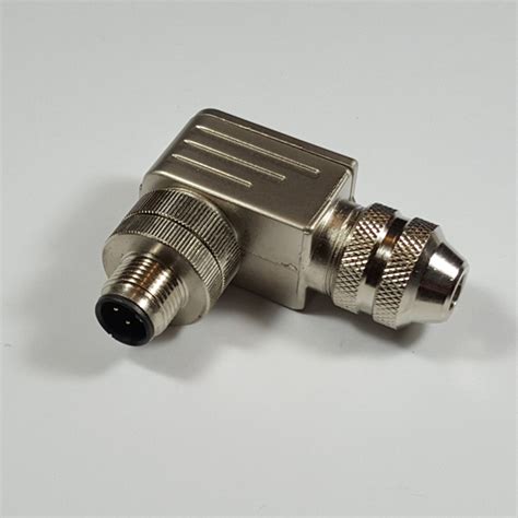 Sta M12 Right Angle Metal Male Connector Eec0228