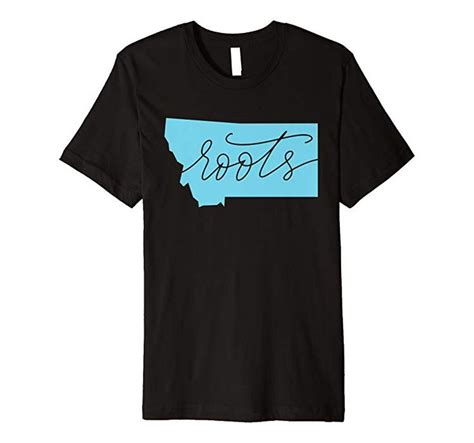 Roots Montana Hand Lettered Design Blue Premium T Shirt