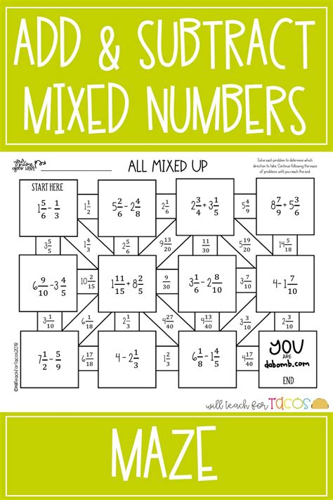 Adding And Subtraction Mixed Numbers Worksheet