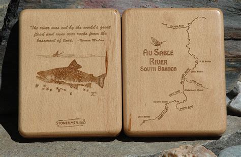 Au Sable River Map Fly Box South Branch Handcrafted Custom Designed