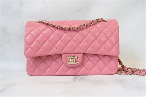 Chanel Classic Medium Double Flap Pink Lambskin Leather Gold Hardware