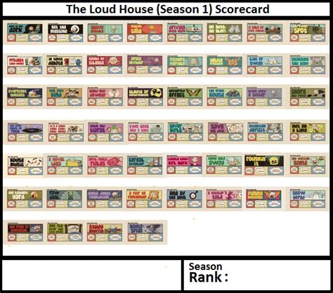 Loud House Season 1 Scorecard Blank Template By Jaylop97 On Deviantart