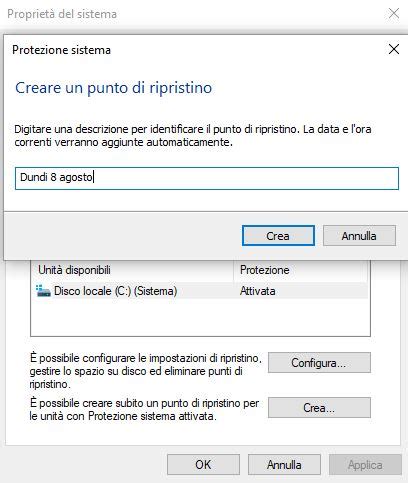 Come Creare Un Punto Di Ripristino Del Sistema In Windows 10