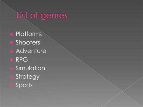 Video Games Genres