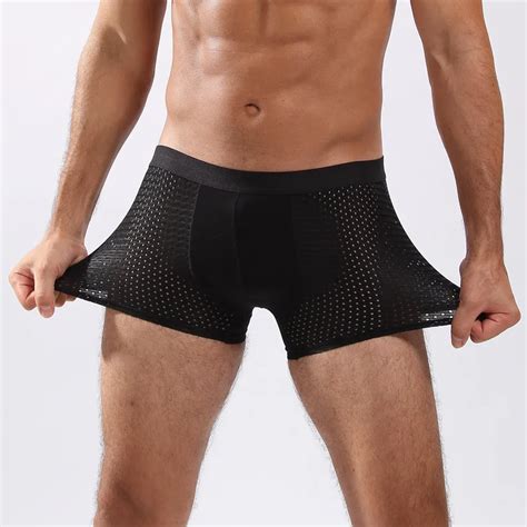 Aliexpress Com Buy Mesh Underwear Silk Hollow Boxers Male Sexy