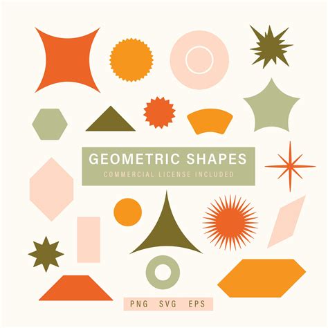 Geometric Shapes Set Bright Clipart Graphic Design Elements Retro