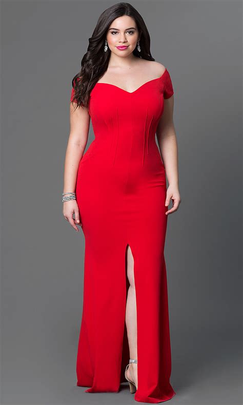 Maybe you would like to learn more about one of these? Long Off-the-Shoulder Plus-Size Dress -PromGirl