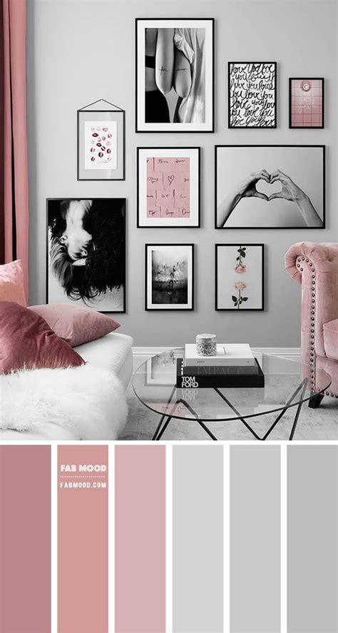 Grey Living Room With Berry And Mauve Pink