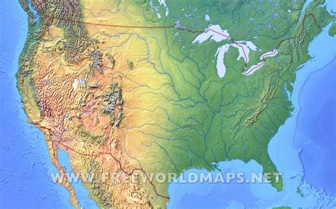 Map United States Physical Direct Map