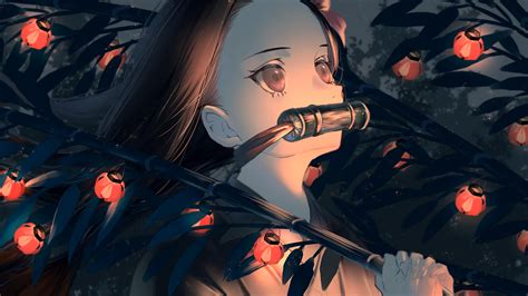 Nezuko Amidst Bamboo Demon Slayer Hd Wallpaper