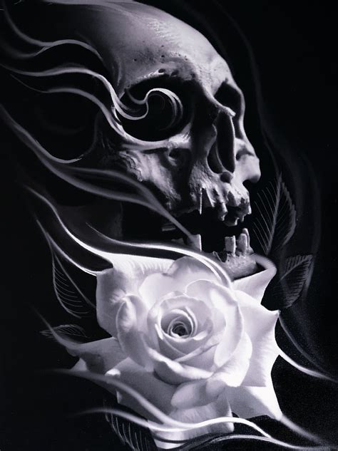 Skull Rose Canvas Print Sketch 2 Skin