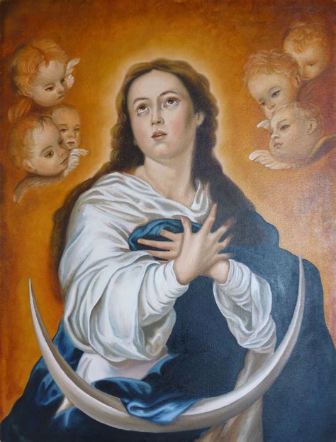 Inmaculada Concepción Reproduccion De Murillo 30x40 Oleo Sobre Lienzo