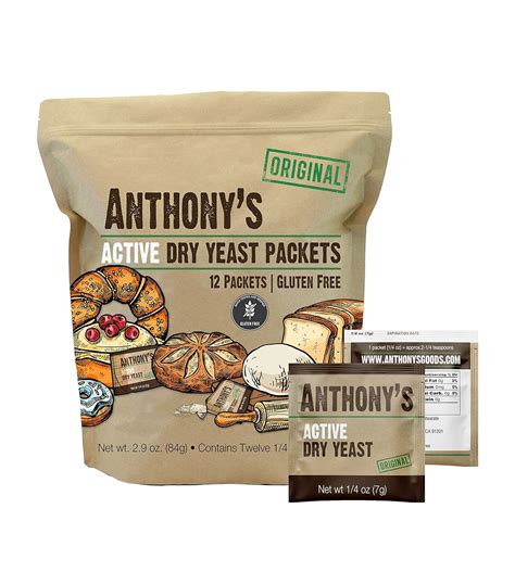 Amazon.com : Anthony's Active Dry Yeast Packets, Contains 12 Individual