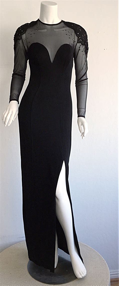 Sexy Vintage 1990s Black Cut Out Bodycon Dress W Rhinestones For Sale At 1stdibs Long Black
