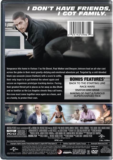 Deckard shaw seeks revenge against dominic toretto and his family for his comatose brother. Furious 7 | Movie Page | DVD, Blu-ray, Digital HD, On ...