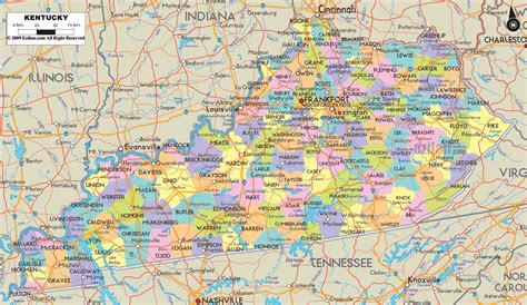 Detailed Political Map Of Kentucky Ezilon Maps