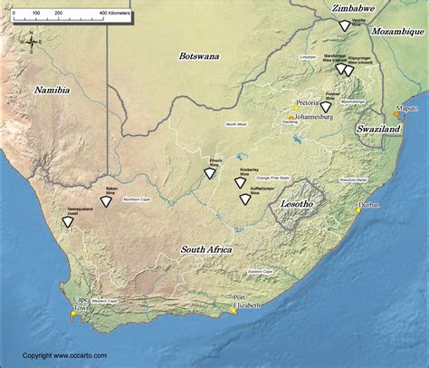 South Africa Diamond Mines Map