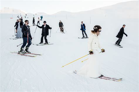Les Arcs Ski Resort France Winter Elopement Pictures Mountain Snow