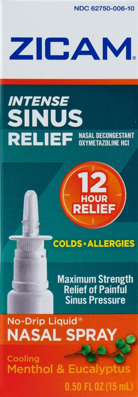 Homeopathic Zicam Intense Sinus Nasal Spray 05 Oz Pick Up In Store Today At Cvs