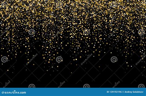 Golden Confetti And Falling Gold Glitter Black Vector Background