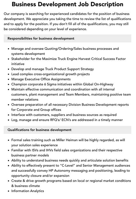 Business Development Job Description Velvet Jobs