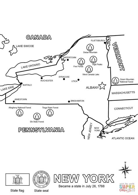 New York Map Coloring Page