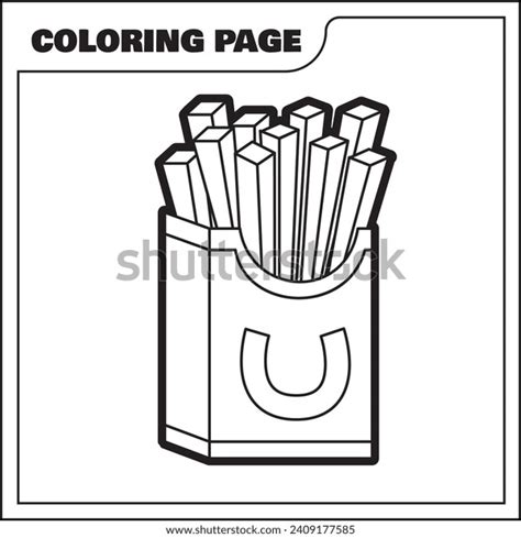 Coloring Page French Fries Vector Illustration Stock Vector (Royalty