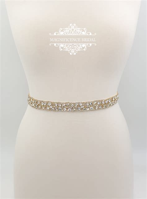 Gold Rhinestone Belt Gold Belt Gold Wedding Belt Bridal Belt 1 Inch