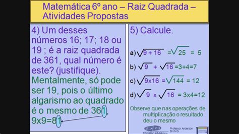 Expressões Numericas 6 Ano Com Raiz Quadrada E Potencia Educa