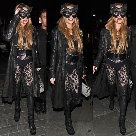Sexy Feline Lindsay Lohan In Racy Lace Bodysuit At Asylum Party