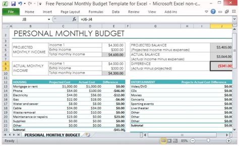 Excel Monthly Budget Template